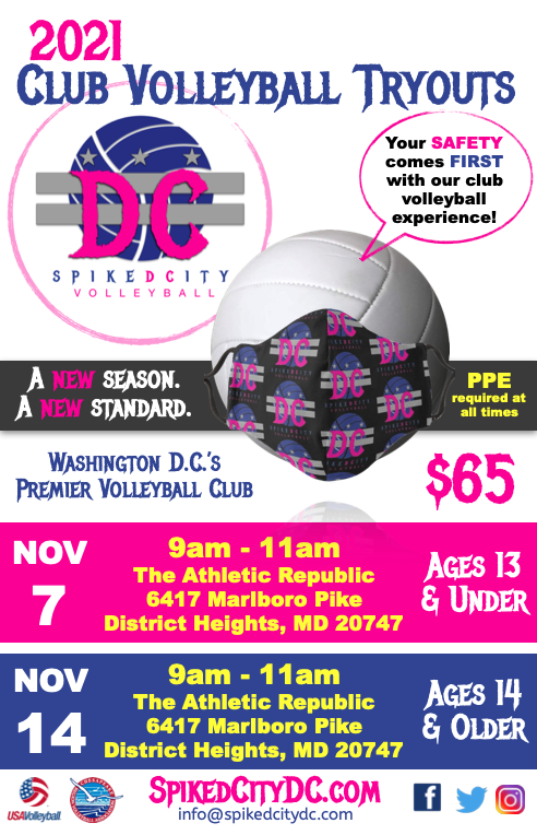 SpikedCityDC's tweet photo. 2021-22 Club Volleyball Tryouts! Register today!: https://t.co/qKBotU5e8A https://t.co/ykSd21sD8P