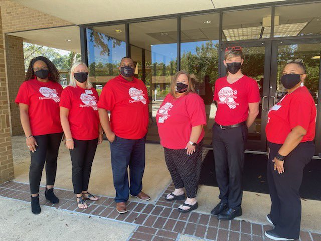 The ELA Team went RED for Dyslexia Awareness today! The initiative was led by <a href="/TewSpedLiteracy/">Laurin Mullin Tew</a> who is the Literacy Instructional Leader for SPED and dyslexia. It’s great to see everyone united in to promote a great cause! #WeSlayELA