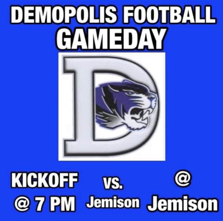 demopstats's tweet photo. Tonight the Tigers take on the Jemison Panthers on the road for the fourth game of region play. Kickoff will be at 7 PM. You can catch the #blueheat action live on SLY104.9 or on the nfhsnetwork. https://t.co/HQHI75pY1N