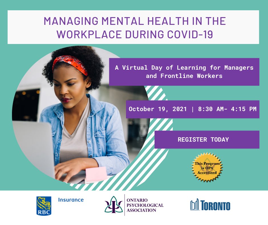 ONPsych's tweet photo. Join us on October 19th for a free virtual conference on mental health. Great speakers. Unique panel discussion. To register: https://t.co/8KaEuDO2YD 

#frontlineworkers #COVID19 #Mentalhealth 

@cityoftoronto @JohnTory @TOPublicHealth @OntarioHealthOH https://t.co/pEg4vwb29A