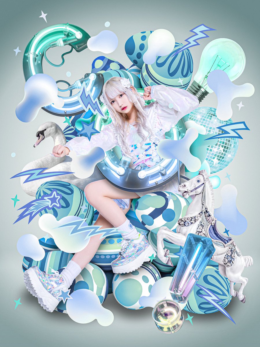 今回コラージュデザインした夜光性アミューズのアー写。 テーマは