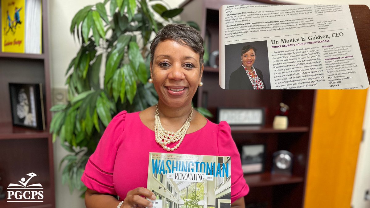 PGCPS (@pgcps) on Twitter photo We are #PGCPSProud of our leader CEO Dr. Monica Goldson for being named among <a href="/washingtonian/">Washingtonian 🌸</a> "150 Most Influential Women" and her feature as a 2021 "Outstanding Woman!" Check out pages 45 and 58 of the October Washingtonian to learn more and view other honorees! @drmonicaceo We are #PGCPSProud of our leader CEO Dr. Monica Goldson for being named among <a href="/washingtonian/">Washingtonian 🌸</a> "150 Most Influential Women" and her feature as a 2021 "Outstanding Woman!" Check out pages 45 and 58 of the October Washingtonian to learn more and view other honorees! @drmonicaceo