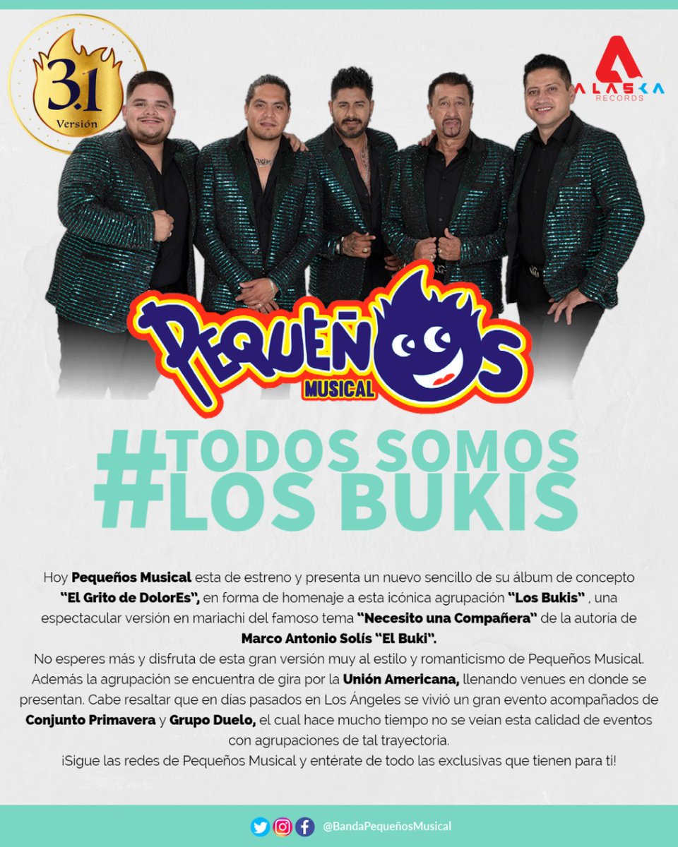 tubanda's tweet photo. Novedades de @PequenosMusical #ElGritoDeDolores , homenajean a Los Bukis https://t.co/nmSBMDPe2W
