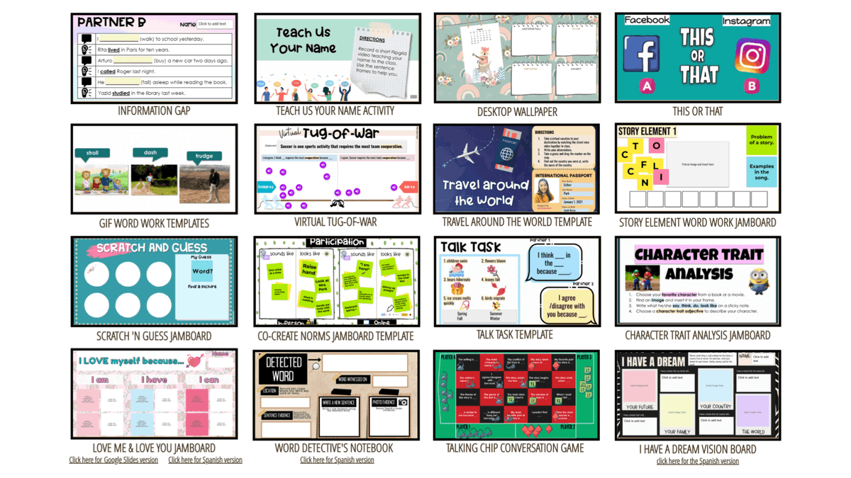 tonyvincent's tweet photo. 🤩 @MrsParkShine brightens up our day with 70 free #GoogleSlides and #Jamboard templates! #ClassyGraphics

https://t.co/YyRvjFmdQG

📋 Choice Board
🎞 GIF Word Work
🟣 Scratch and Guess
🤔 This or That
📛 Virtual Name Tent
⭐️ Drag &amp; Drop Check-In https://t.co/A9gY7YNjA3