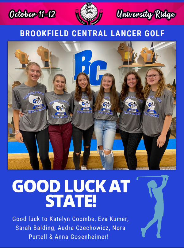 BCHSAAD's tweet image. Best of luck to our @BCLancerGolf team as they travel to University Ridge this Sunday to compete in the @wiaawistate golf tournament!  Good luck Katelyn, Eva, Sarah, Audra, Nora &amp;amp; Anna! #WeRLancers