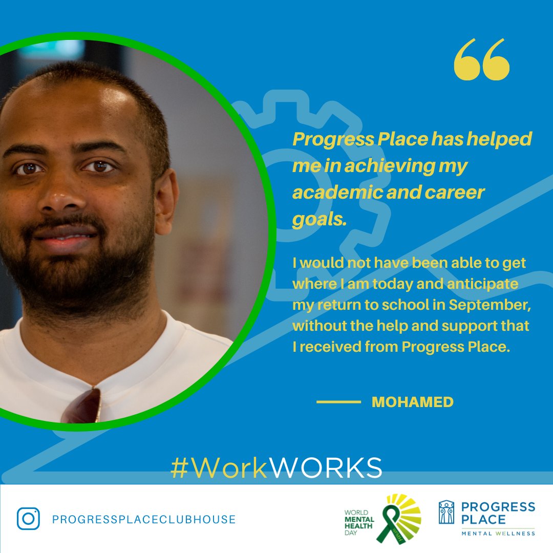 Progress Place (@progress_place) on Twitter photo 3 DAYS until #WMHD
Transitional Employment
Progress Place offers members living with mental illness an opportunity to return to work thru paid part-time TE at a local business.
Become an employer with us:
416-323-0223
employmentpartner@progressplace.org
Ask for Andy Lenio! 3 DAYS until #WMHD
Transitional Employment
Progress Place offers members living with mental illness an opportunity to return to work thru paid part-time TE at a local business.
Become an employer with us:
416-323-0223
employmentpartner@progressplace.org
Ask for Andy Lenio!