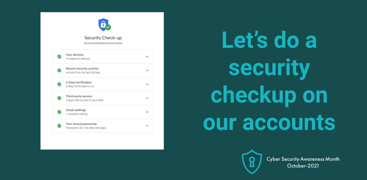 By doing a security checkup, you will know what to fix or change on your accounts. #CSAM2021 #MSC2021 #mytru #TRUITServices #TRUInfoSec #BeCyberSmart