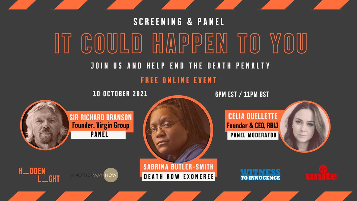 Join us for the premiere of 'It Could Happen To You'. Hear from the #inspiring woman at the center of the story, Sabrina Butler-Smith. You'll also hear from Sir 
<a href="/richardbranson/">Richard Branson</a> &amp; Celia Ouellette, both vocal advocates of a fair #Justicesystem.

Tix: bit.ly/3zYtEe2