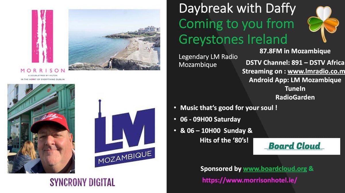 Daybreak with Daffy, from Greystones Co. Wicklow, Ireland this weekend 🇮🇪🍀🕺🏻🎤🎶