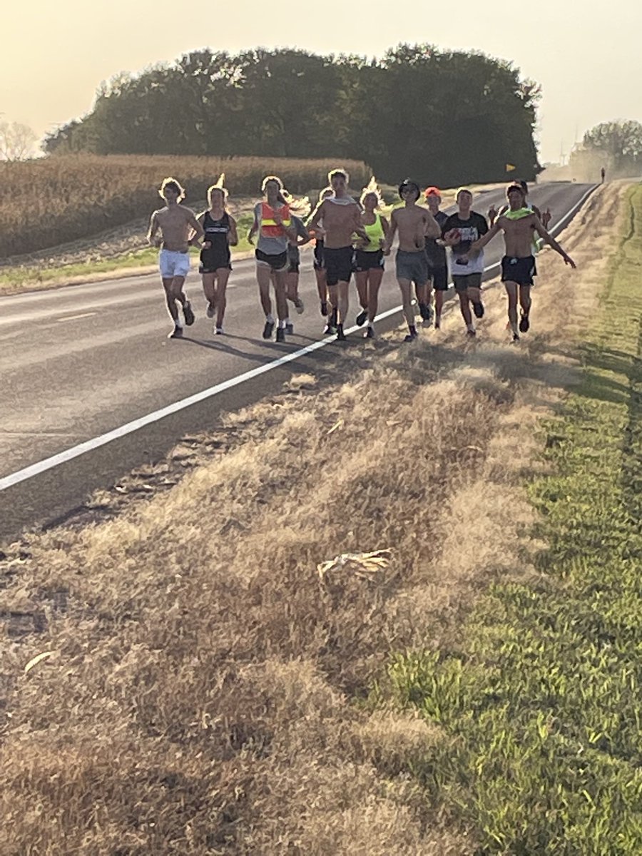 bugaboomom97's tweet image. Cross country team on the move with the game ball!