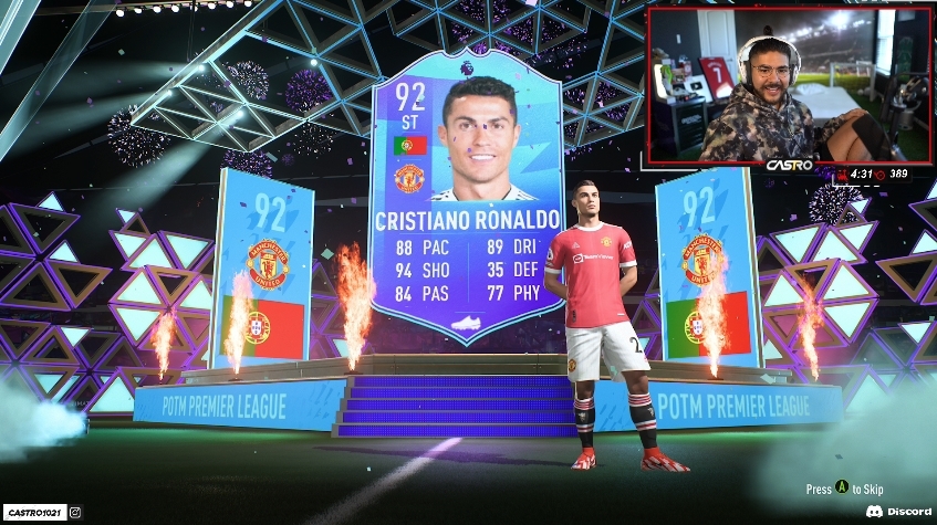 Castro1021's tweet photo. Completed POTM Ronaldo.
8-0 in FUT Champs.
Griezmann gifted subs &amp; DM'd us. 😳

What a great stream. Thank you family.  <3 https://t.co/CrXJnZCgRS