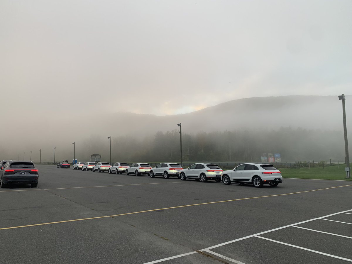 IAmARec's tweet photo. Foggy morning at #limerockpark for #porsche #performancedrive, burned off later in the day just like the rubber on the tires https://t.co/OeeHbW7S7W
