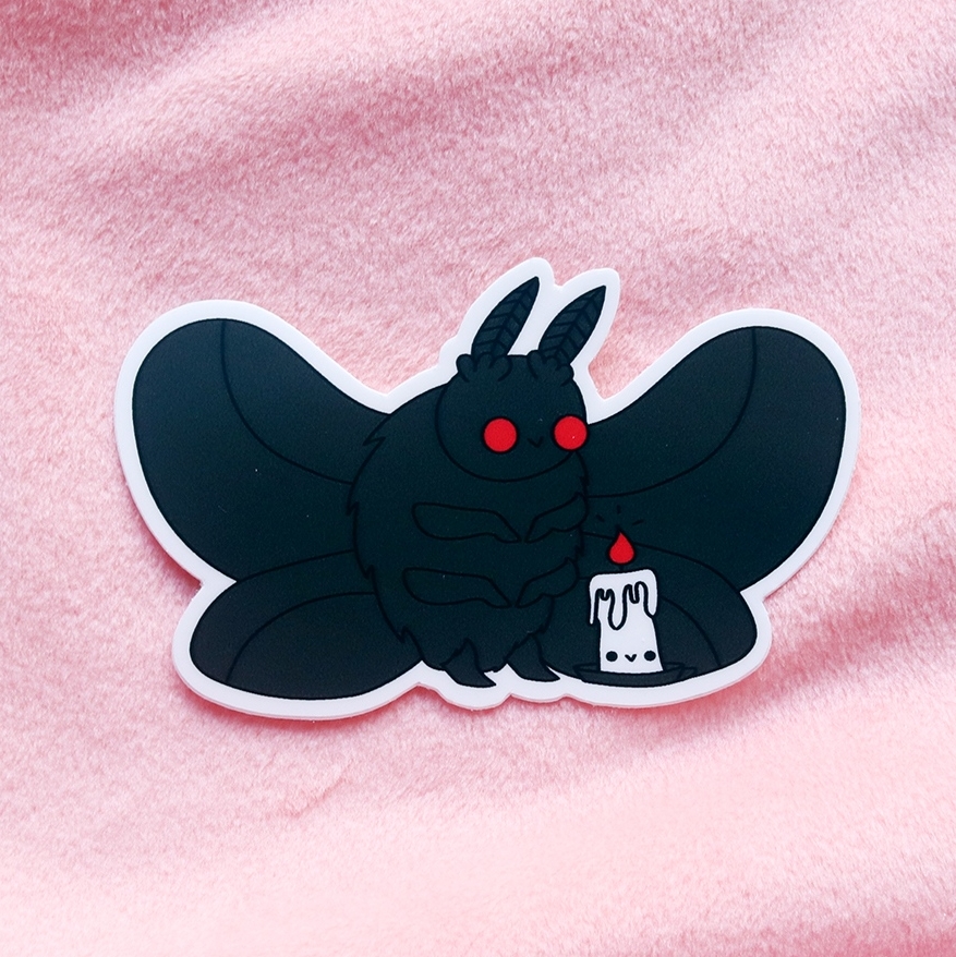 dbl_feature's tweet photo. Mothman sticker is back in stock!
#mothman #mothmansticker #mothandflame #sticker #stickers #stickermule #fallstickers #laptopstickers #smallbusinessowner #stickershop #fallvibes https://t.co/MPD0I2FmsF
