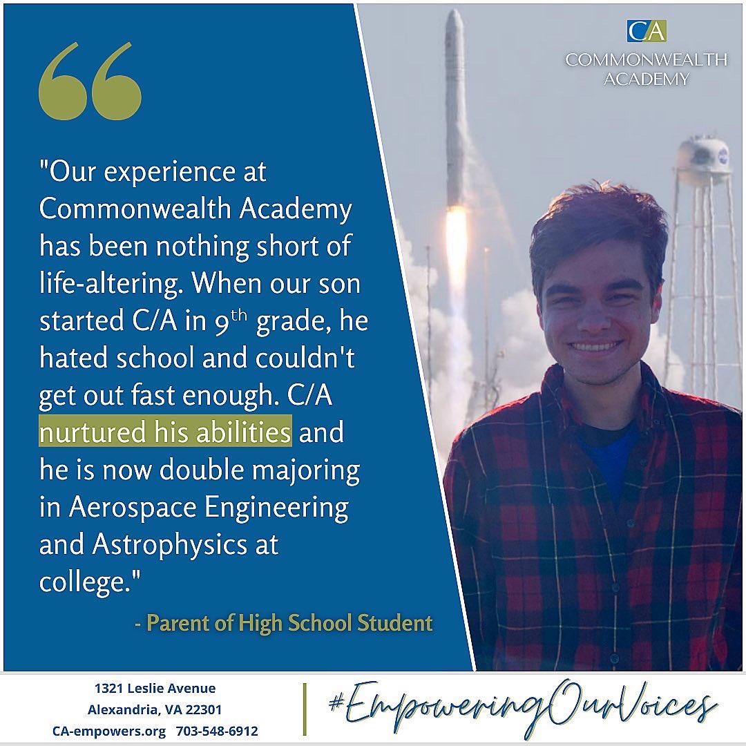 CACougars's tweet photo. "What are you, a rocket scientist?" Well, actually, former C/A alumni Gabe Norris '16 is studying just that!
Want to hear more? Check out our Instagram page!
#WorldSpaceWeek #adhd #2e #CAempowers #STEMeducation #delrayva #dmv #UVA #bethesda #thedistrict #stem #steam #engineer https://t.co/dB4TxiOtqB
