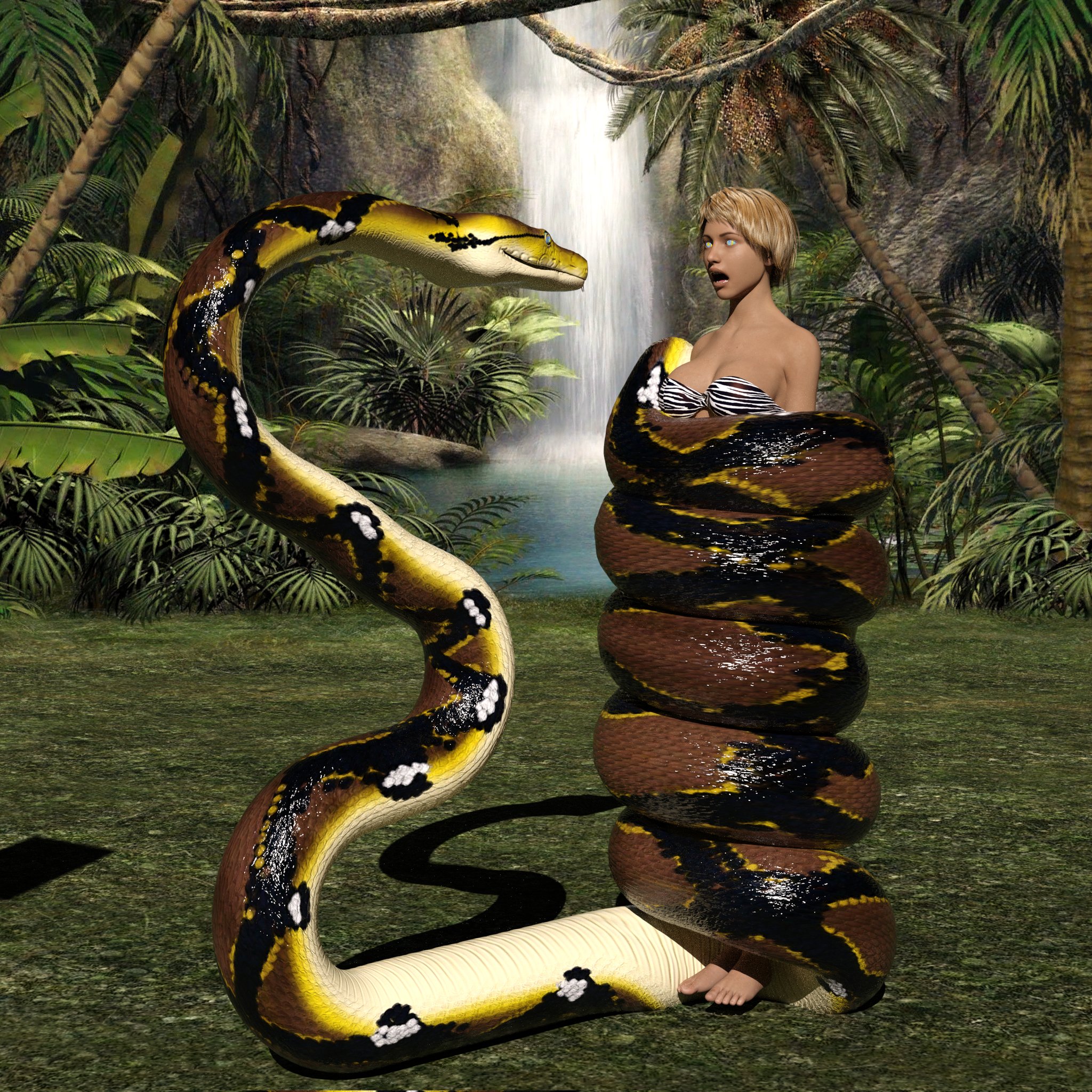 Lustful_Jungles (Com spots 1/3) on Twitter: "This comisson is for  @WWBMVore. Gen the jungle girl (smaller assets lol) has been caught and  hypnotized by kaa, and now is the perfect level of