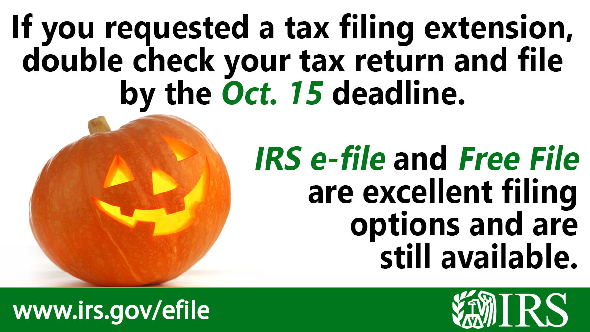 IRSnews's tweet image. If you got a tax filing extension, you can still get help to meet the Oct. 15 #IRS deadline. go.usa.gov/xMBWX