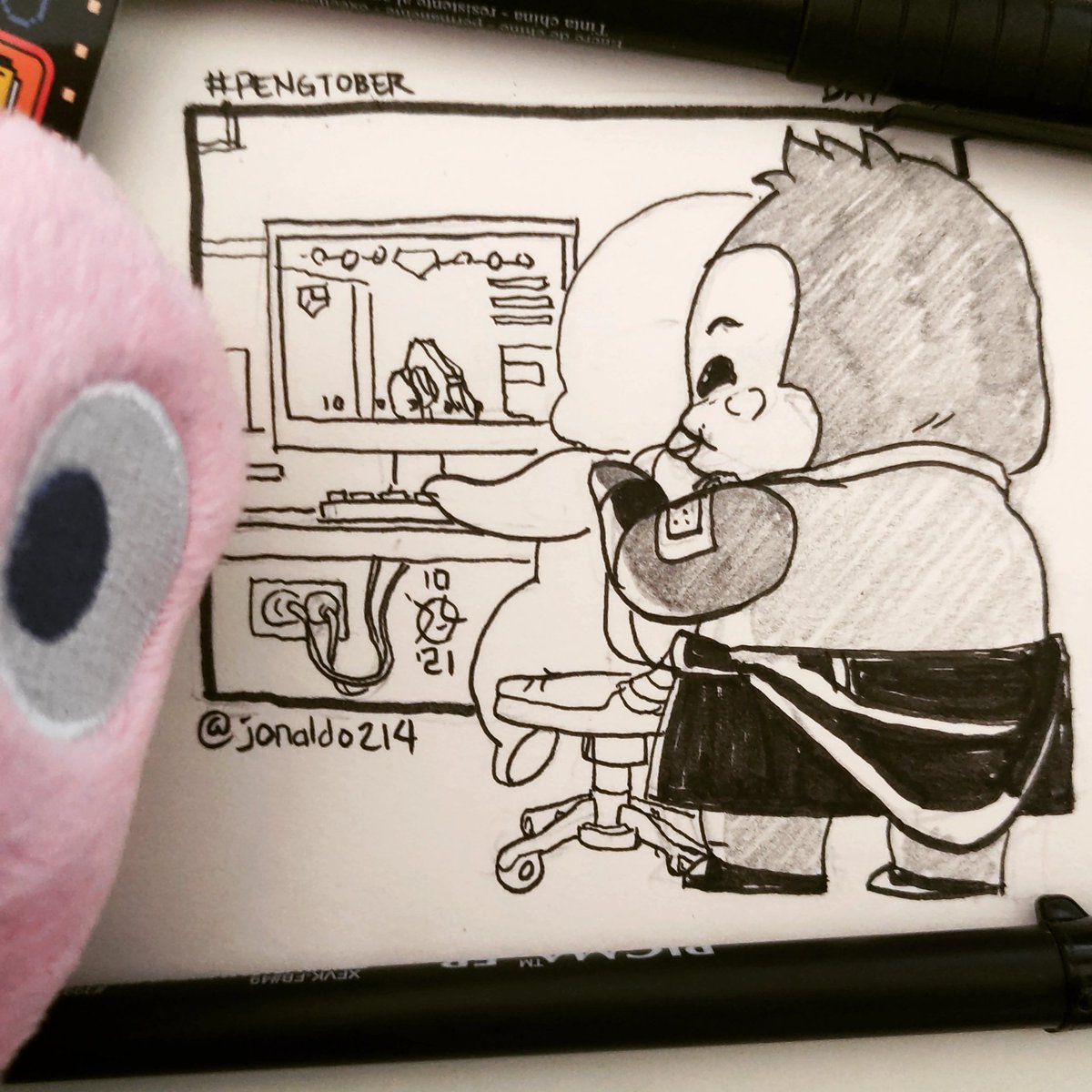 jonaldo214's tweet photo. #pengtober day 06. #penggoy loves playing video games but with the family's very limited financial capabilities, he cant afford to rent a PC in the computer cafes but instead just be contented with spectating players and sometimes gets to free play from generous ones.
#inkoctober https://t.co/ccuhmzpPCN