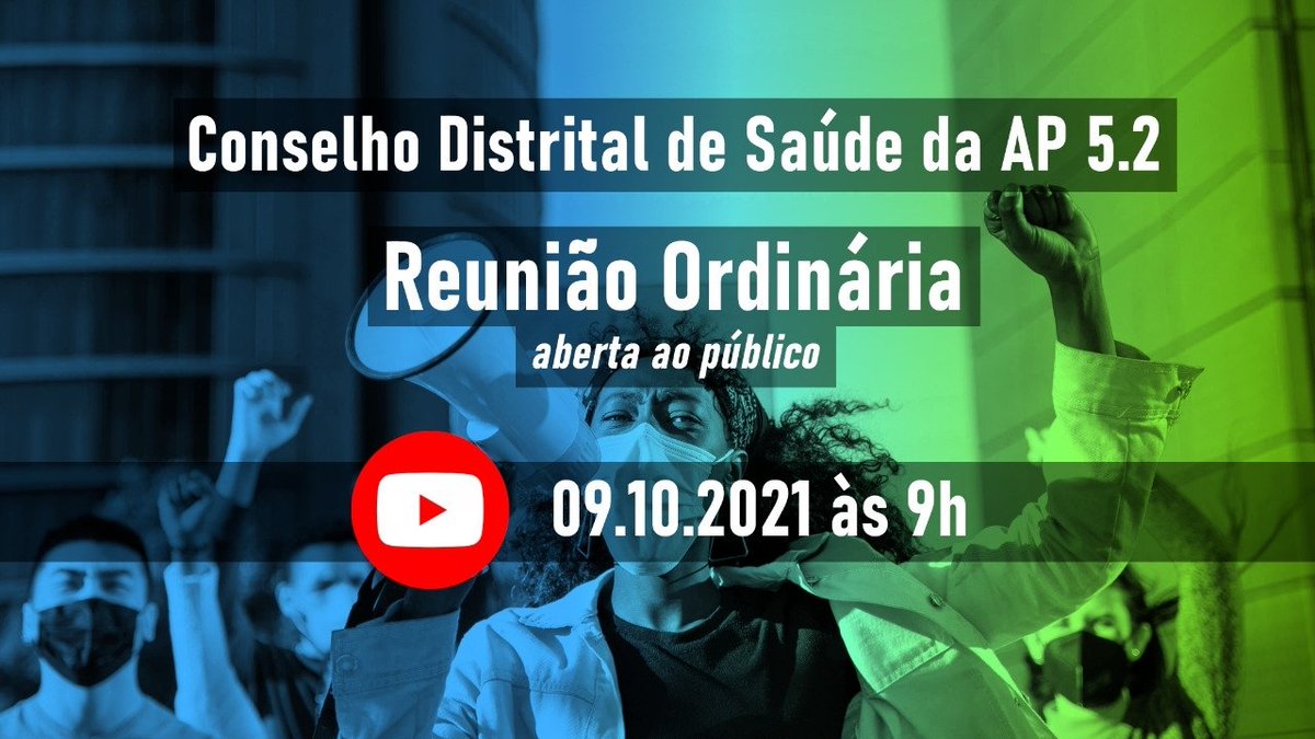 cdsap52's tweet photo. 9ª Reunião Ordinária do Conselho Distrital de Saúde da AP-5.2 em 2021 (Aberta ao público). Link para participar:
https://t.co/Js0381aeLv

#ConselhoDeSaúde #CDS52 #ControleSocial #CampoGrande #Guaratiba #SUS #EmDefesadoSUS https://t.co/jEazYQmveO