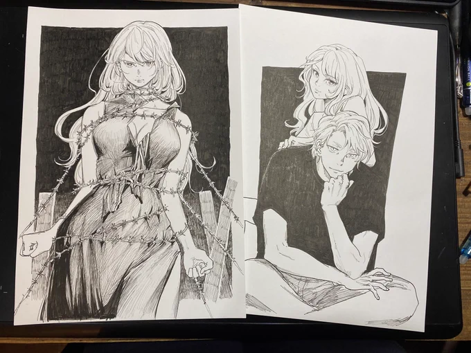 朝のアナログお絵描きがたまってきたので良さそうなやつアップ
そのうちコミティアとかで出したいな
気に入ってるのはケーキ爆食いしてるのとピンヒールで殴ってきそうなやつ 