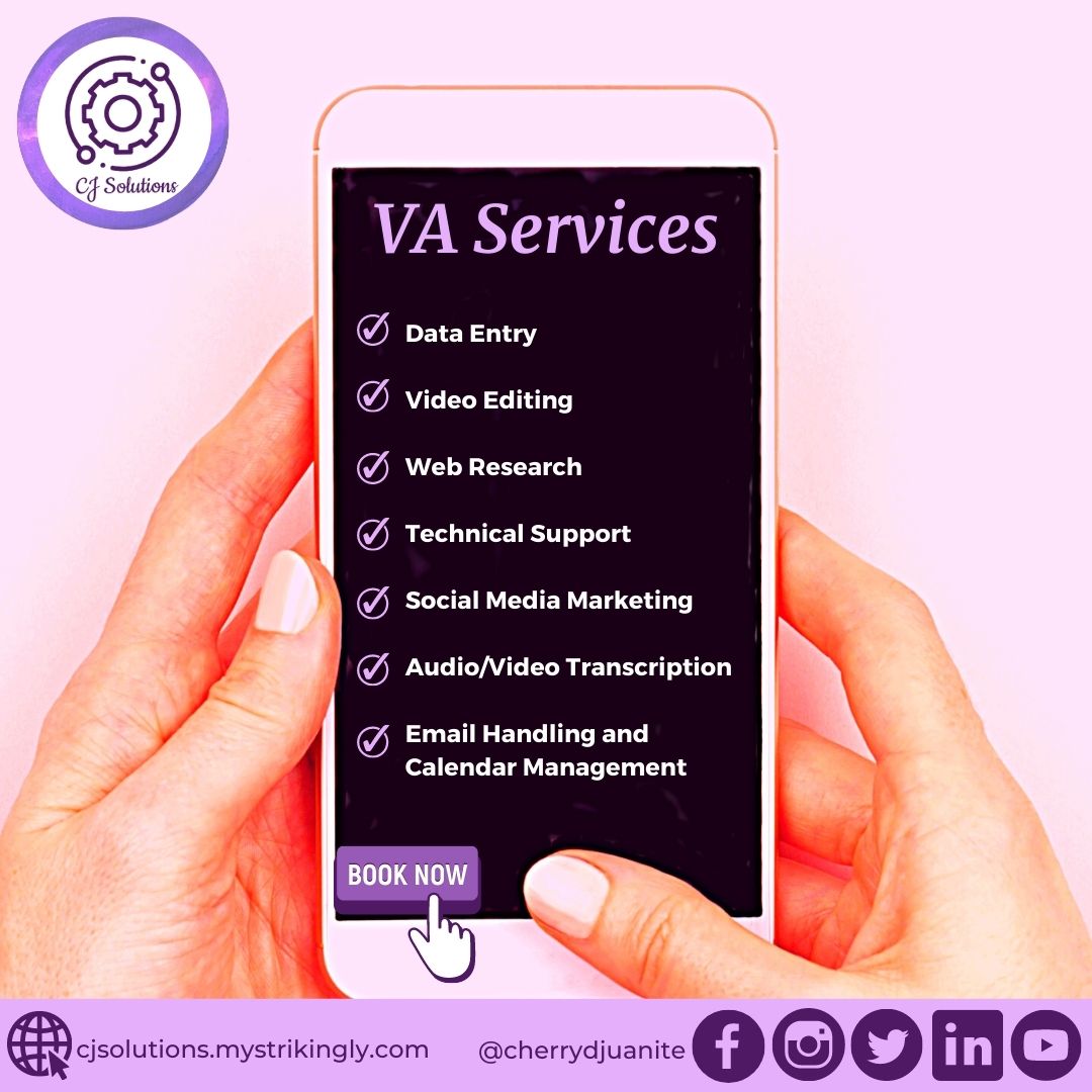 CherryJuanite's tweet photo. 👋 Hi there! At CJ Solutions, you can avail the VA Services listed that will help your business grow and succeed. Connect with us and we will discuss! 📧🌐
#cjvirtualassistant
#socialmediamanagerservices
Want to avail of our Services? Connect with us!
🌐 https://t.co/NvYYNV6xtd https://t.co/7bzcXILXmI