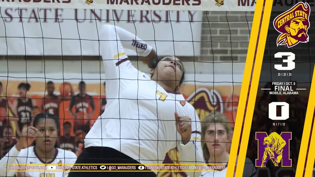 GO_MARAUDERS's tweet image. 🏐LADY MARAUDERS BEAT MILES🏐

The @CentralState87 Lady Marauders won in 3-sets over Miles. CSU won w/ scores of 25-10, 25-7 &amp;amp; 25-14. Hailey White recorded a match-high 13 kills w/ a season-high .667 hitting percentage. CSU improves to 13-5 overall and 9-1 record in @TheSIAC