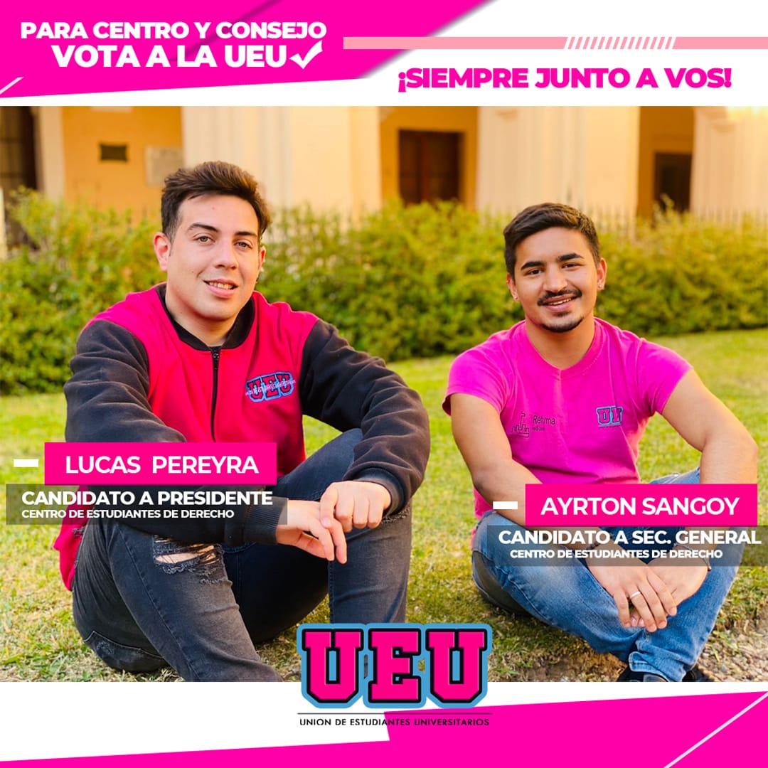 UEUDerecho's tweet photo. TU PRESIDENTE Y SEC. GENERAL DEL CENTRO DE ESTUDIANTES DE DERECHO
https://t.co/emE2I2mwUc
DEL 18 AL 22 DE OCTUBRE VOTA UEU en la facu de derecho https://t.co/z4IW81P9qO