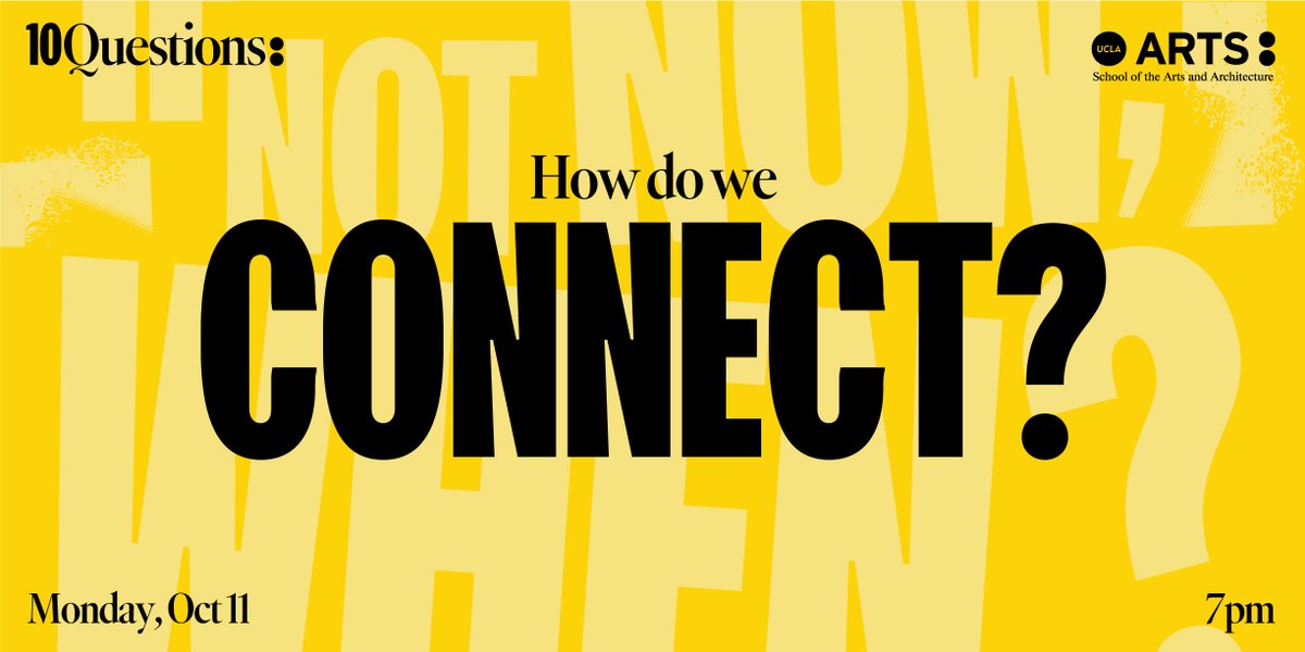 UCLAarts's tweet photo. Monday in the #ucla10Questions classroom playwright @LuisAlfaroLA, media/technology scholar and ethicist @mortenbay, and inspired storyteller and communicator @merryoh will explore the question “How do we connect?” Join us → https://t.co/oU8vRMAKZX https://t.co/5VursPyb93
