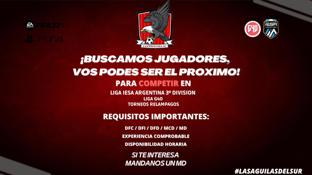 ZARANOGOZA FC esta haciendo PRUEBAS, y vos podes ser el proximo en formar parte del equipo!

Requisitos:
✅ Experiencia Comprobable
✅ Disponibilidad horaria
✅ DFC / DFI / DFD /MCD / MD

Si crees tener lo necesario mandanos un mensaje!