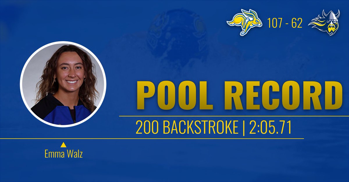 🚨 POOL RECORD ALERT! 🚨
Emma Walz sets a new Marshall Center Pool standard in the 200-yard backstroke with a time of 2:05.71, breaking the previous mark of 2:06.14 set by Nebraska's Hayley Martin in 2012
2. Sianne Downes - 2:09.09; 3. Rori Conners - 2:17.15
#GoJacks
