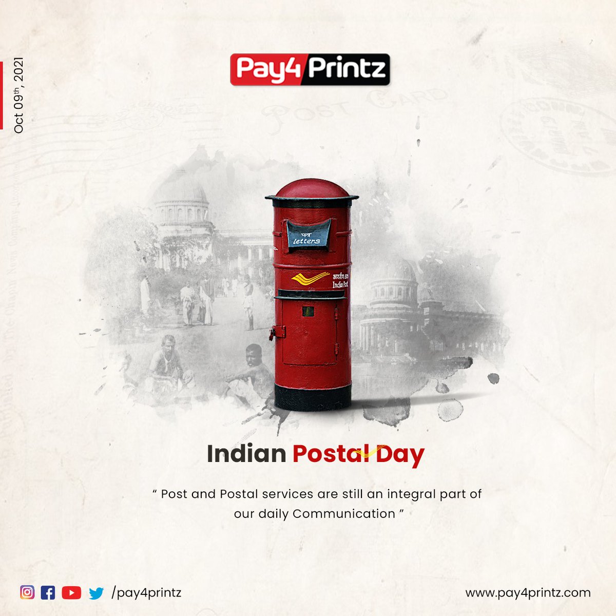 Pay4Printz's tweet photo. World Post Day is an international day that happens each year on October 9, the anniversary of the Universal Postal Union, which started in 1874 in Switzerland. #worldpostday2021 #worldpostalday2021 #postalday #WorldPostalDay #WorldPostcardDay #WorldPostDay #pay4printz https://t.co/Z995RHaydd