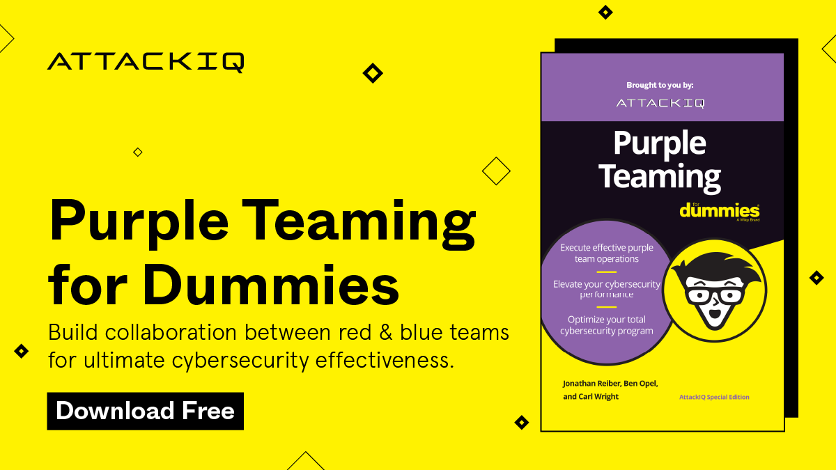 kennethtang's tweet photo. Keeping up with the new wave of #infosec doesn't have to be complicated. Download #AttackIQ's newest ebook Purple Teaming for Dummies to learn about the essence of purple teaming, use cases, and more #InformedDefenders https://t.co/4f3Giqp8Ju https://t.co/2J7Dexq5pe