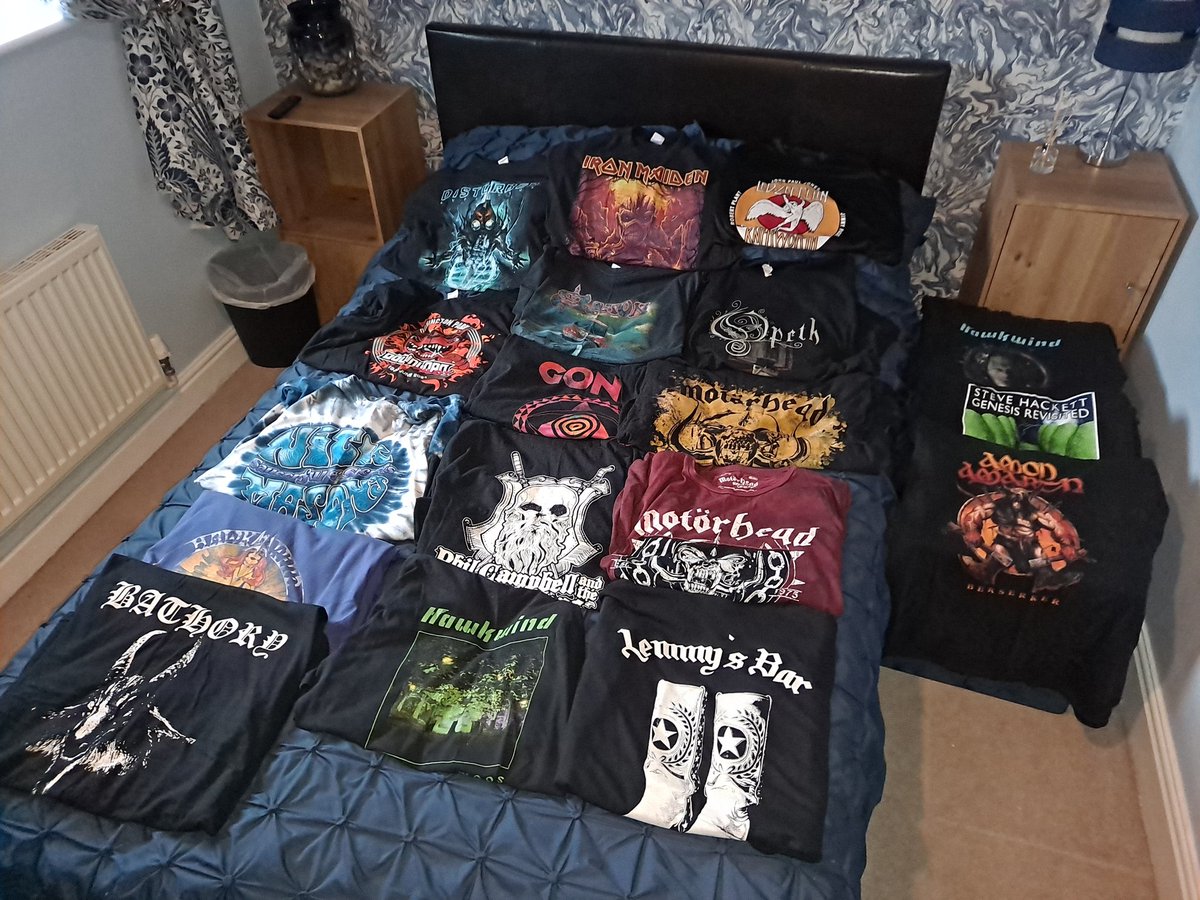 @metalattackers @myMotorhead @AmonAmarthBand @Disturbed @OfficialOpeth @BlackSabbath @VeeBear @KingCreature1 @BLOODSTOCKFEST @queensryche @HawkwindHQ @vane_band @ScythianFate And raise you
@HackettOfficial 
@PCATBS 
@gongplanet 
@IronMaiden 
@ledzeppelin ( Knebworth I was there , shirt is a re-print though)
@IronMaiden 
@SaxonOfficial 
@TheWaterloo_BPL 
@nickmasondrums 
@Dane_Drums 
@PCATBS 
@HawkwindHQ 
@MotorheadMusic 
@OfficialOpeth