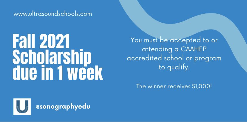 Our Fall 2021 scholarship is due October 15th, so make sure to get your applications in the mail soon! Click the link in bio for more information.

#sonography #ultrasoundtech #medicalimaging #sonographystudentscholarship