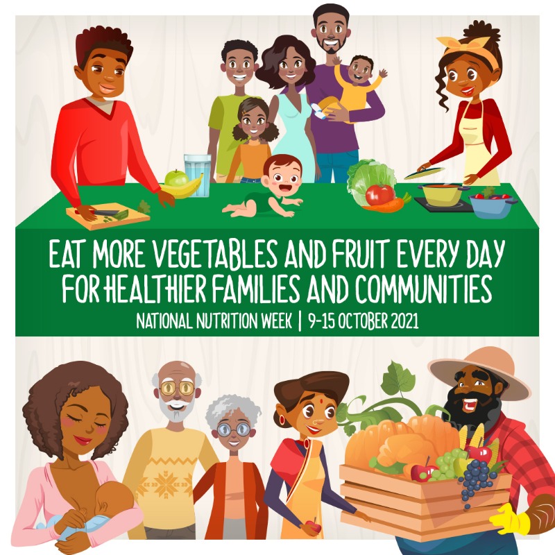 Makro_SA's tweet photo. National Nutrition and Obesity Week 2021 starts today!
This year the focus is on "Eat more vegetables and fruit every day."
Visit https://t.co/seR2xuOkzV to learn more.
#NNOW2021 #Nutrition4Immunity #GoodFood #GoodImmunity #GoodFoodGoodImmunity #FoodandImmunity