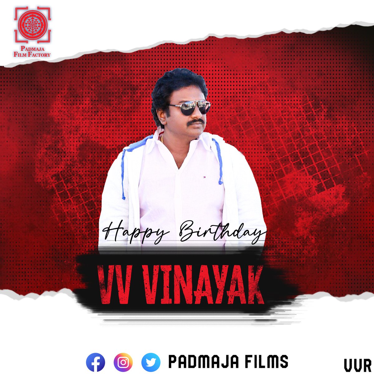 PadmajaFilms's tweet photo. Happy Birthday to our fanciful Director #VVVinayak garu who added value to the TFC with his gigantic hits🎉. Wishing him a fabulous year ahead with many more successful projects!

#HBDVVVinayak #IKSHU https://t.co/D8LaNo91iz
