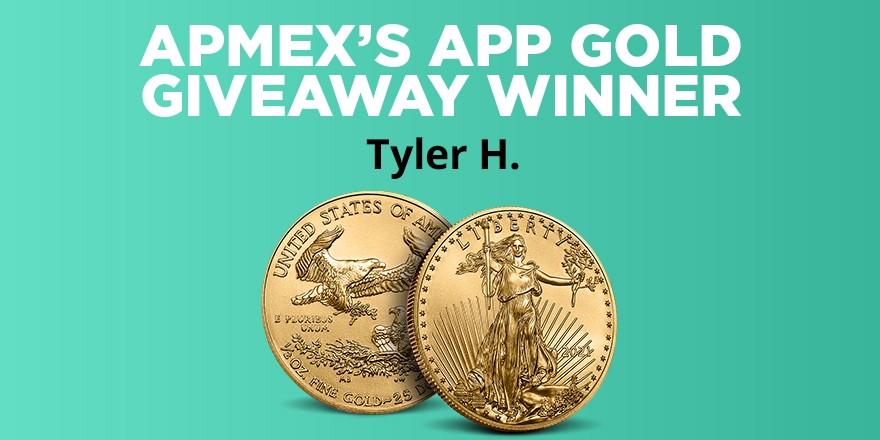 APMEX's tweet photo. Our seventh and FINAL winner of the APMEX App Free Gold Giveaway is Tyler H.! Congrats, Tyler; we hope you enjoy your Gold Eagle!!

Thank you to everyone who has downloaded the new APMEX app since its launch. #APMEXApp #ShoppableApp

Learn about the app: https://t.co/MtG0ko9D3W https://t.co/RW8AvOxAvn