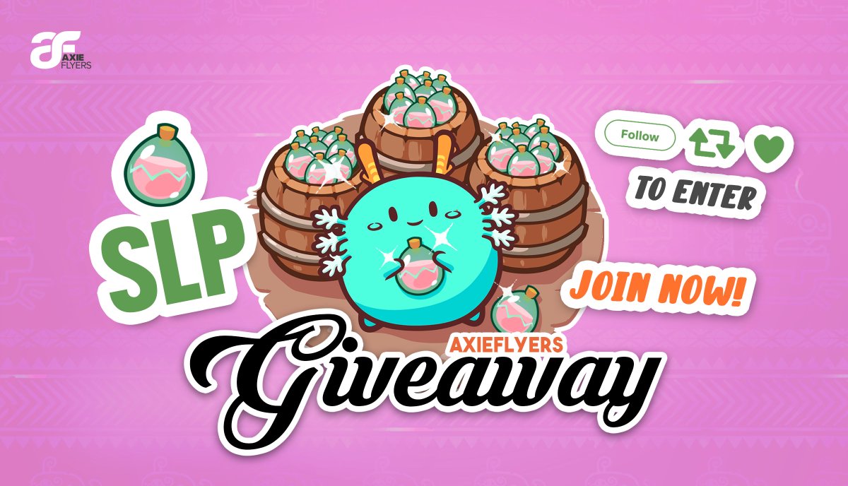 Axieflyers's tweet photo. ⭐️ SLP GIVEAWAY 500 SLP ⭐️

One we hit 5000 followers we will give 1 lucky person 500 SLP!! 

✅ Tag 5 friends 
✅ Follow Social Media Channels (Twitter or Instagram)
✅ Retweet 

Good Luck ☘️ https://t.co/5ZTBItpVTc