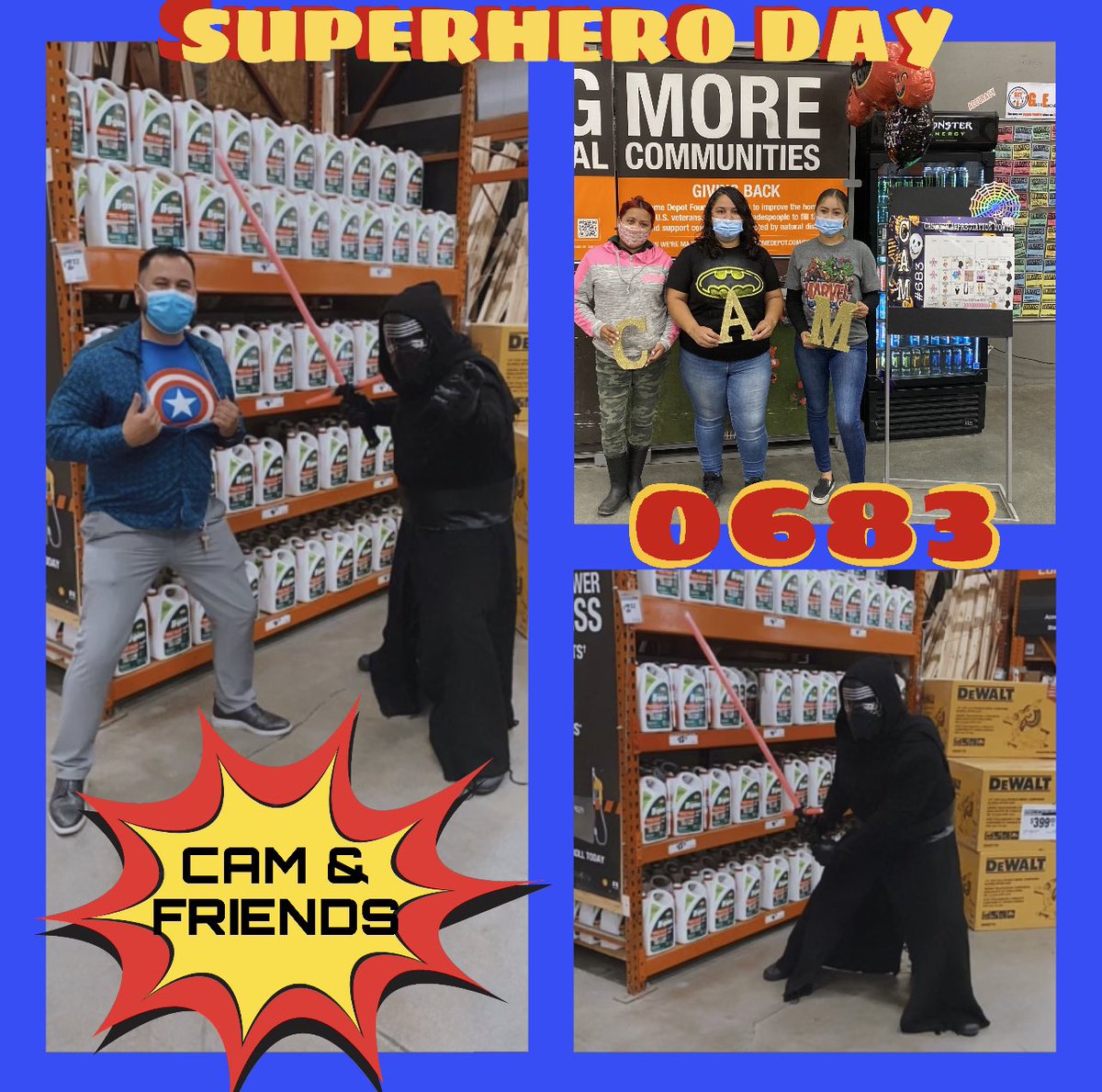 FES0683's tweet photo. Superhero day here at 0683 CAM & FRIENDS celebrating together From our store manager to department supervisors to pro associates to cashiers to building and lumber associates! #cashierappreciationmonth @Legaspi683 @Richard50160340 @gnlmoreno @manny_menera88 @Ghassanelmel85 https://t.co/teLOOOTI9i