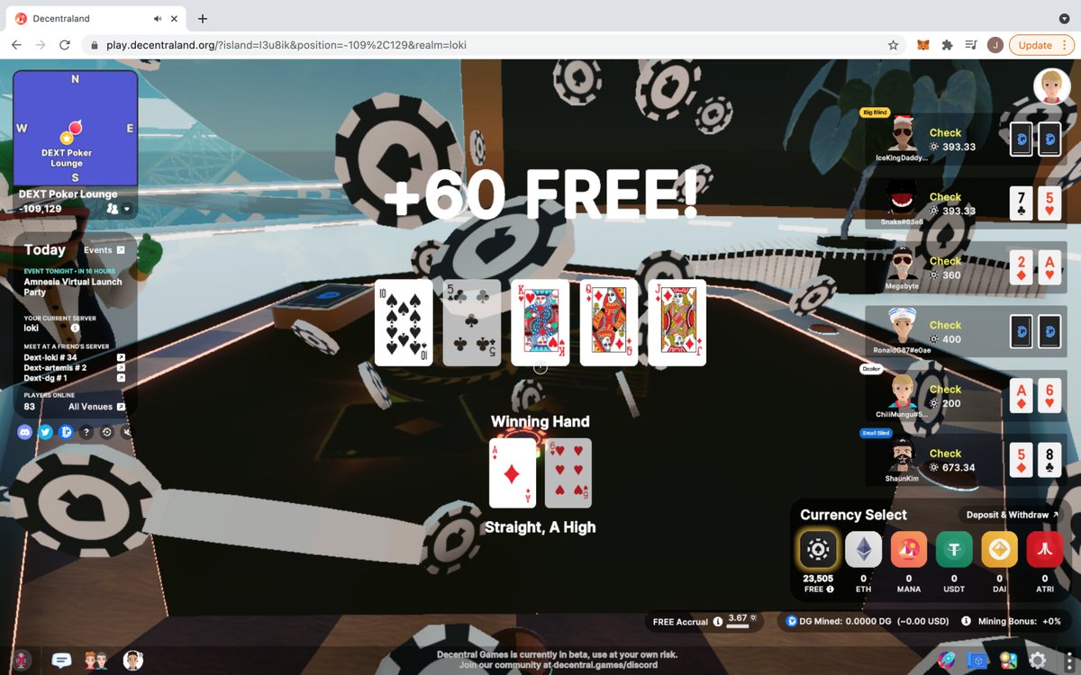 Feeling lucky today 
 <a href="/DecentralGames/">Decentral Games</a>
 #DGPoker