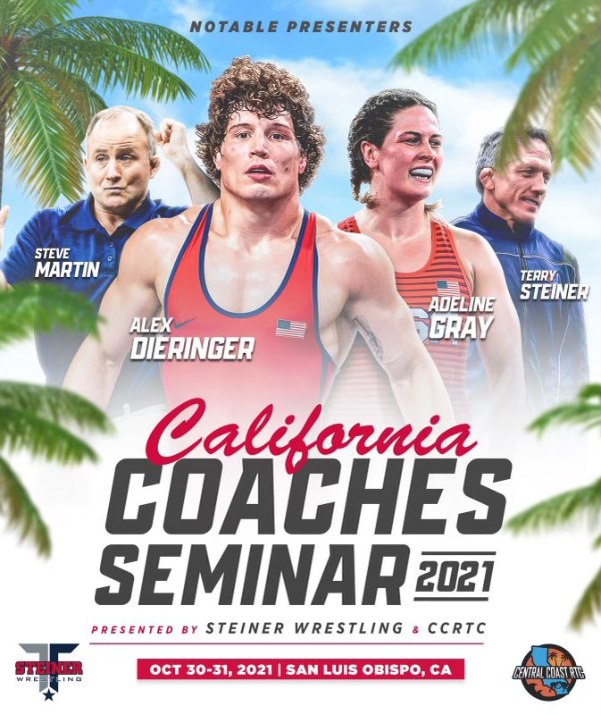 A star studded cast of eleven world class presenters are headed to the Central Coast for the CA Coaches Seminar. Register at: steinerwrestling.com/california-coa…
