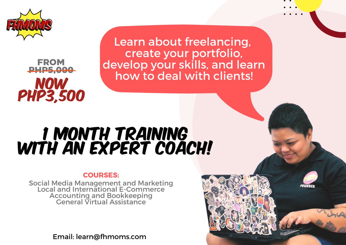 fhmomscommunity's tweet photo. Last batch for this year!!!

Link to enroll: https://t.co/4ZrtHOfgrs
Accepting enrollees until October 31, 2021
November Batch to start on November 8, 2021
#fhmoms   #freelancer #freelancing #freelancingfemales #freelancingtips #freelancingjobs #freelancinglife  #onlinejobs https://t.co/R3MXj4ScEP