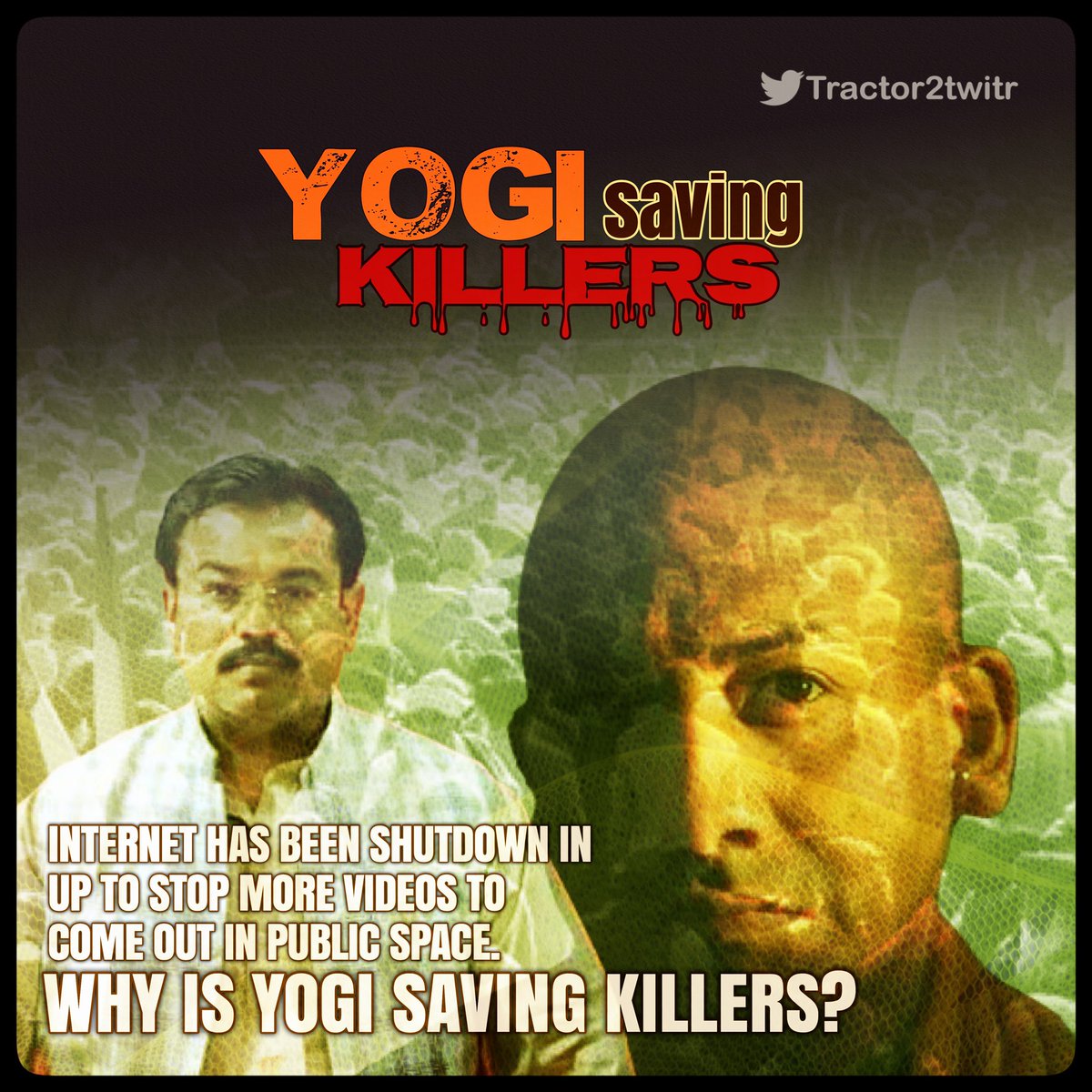 Tractor2twitr's tweet photo. .@myogiadityanath Either you are with victims or with criminals.

By not arresting Monu Mishr even one week after terr0r attack, you are saving killers of Farmers.

#YogiWithFarmersKillers https://t.co/HJ3OooFLlc