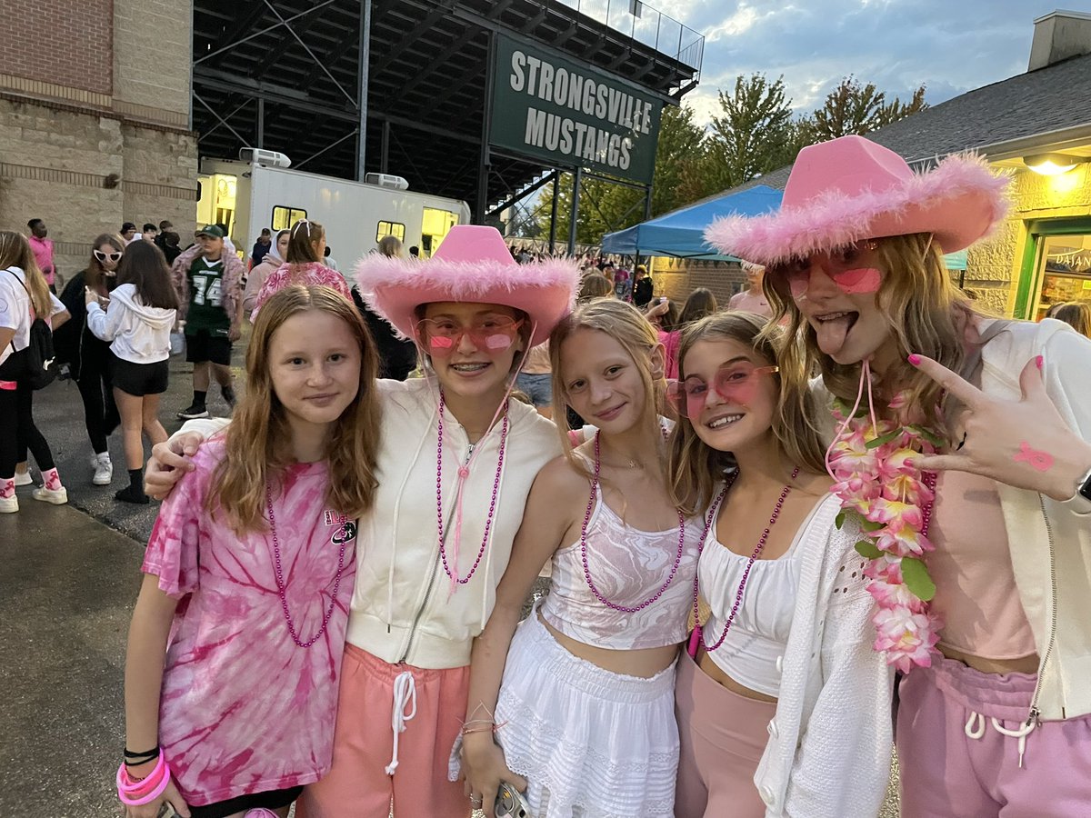 PINK OUT! SMS student section at SHS football tonight! <a href="/TheSMSMustangs/">Strongsville Middle School</a>