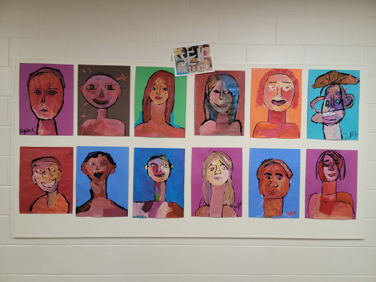 ECSD_CFDL's tweet photo. “Self portraits are a way of revealing something about oneself.” Students were given the opportunity to be creative and explore with shapes and colours. #ecsdfaithinspires https://t.co/v5wPOkwHRg