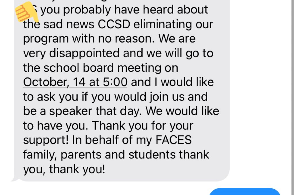 ValeriaGurr's tweet photo. I’m sharing this msg with no name as the @CCSD_FACES teachers are scared reaching out to us for support! Join them and the parents who want to have this valuable program. Oct 14th at 5pm. Zero confidence in CCSD. #saveFACES #nvleg #nved #ccsd Parents and teachers deserve better! https://t.co/RNgXOJLPWb