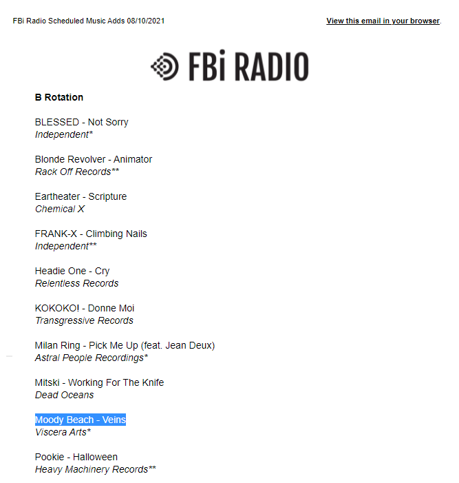 Viscera_Arts's tweet photo. Hey @_MoodyBeach that's 4 out of 4 singles from "Assembly of The Wild" landing Rotation on FBi Radio! Amazing!

STREAM https://t.co/YYsNMcPaC5 https://t.co/QSuKguGmxA