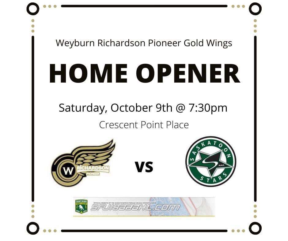 HockeyWeyburn's tweet photo. Tomorrow is the day- the AAA Gold Wings Home Opener- 50/50 Proceeds go to the Keller Family #playforpey #beboldweargold @SaskatoonMHA @StoonStarsAAA @SaskFemaleAAA @GoldWings_AAA https://t.co/bFiUlAwo8R