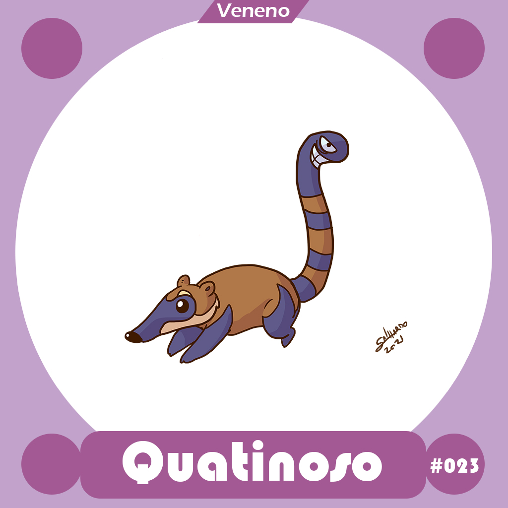 galhardo_art's tweet photo. Continuando os monstrinhos inspirados em Pokémon e baseados na fauna e flora BR. Os chamados #Fakemon. Essa aqui é um quati venenoso que evolui pra um jupará venenoso/sombrio.
#quati #jupara #Brazil #Brasil #Pokemon https://t.co/5DB5zuWqZi