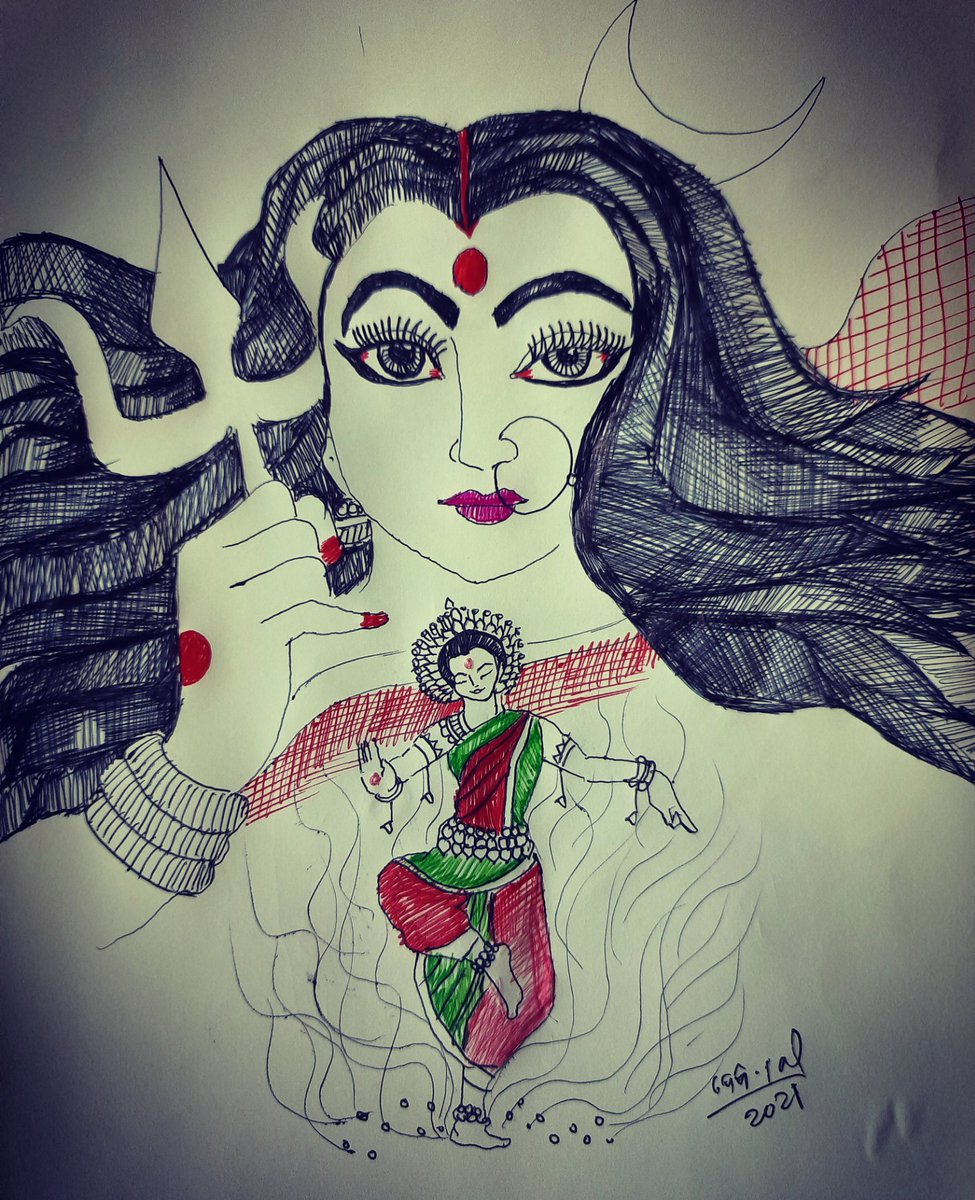 debabrata_pall's tweet image. Occasion of navratri 3day creative rapid sketch about  chandraghanta 😊🙏🌷🌷🌷

#debabratapal #creativesketch #ArtistOnTwitter 
@sonal_mansingh @sangeetnatak