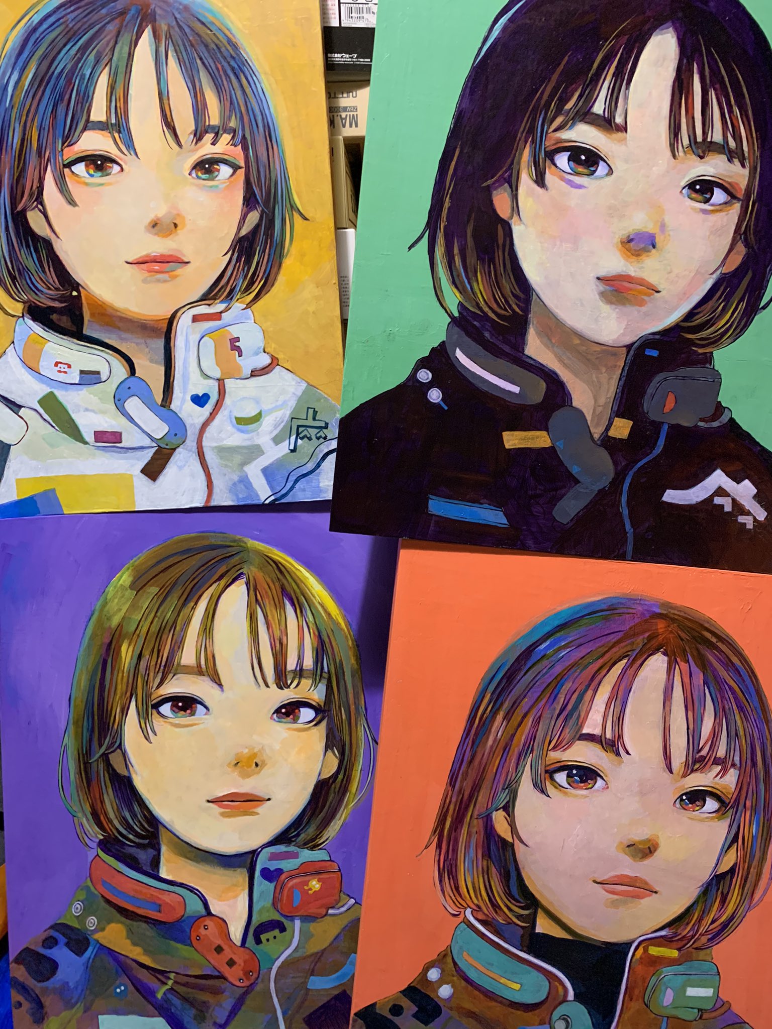 Warashi ときどきじわじわで描いてるアクリル絵の具のイラストでございます 同じ線画で描いても表情違くなっており気に入っております 全然終わる気がしなくなりました T Co 6kux6lpymf Twitter